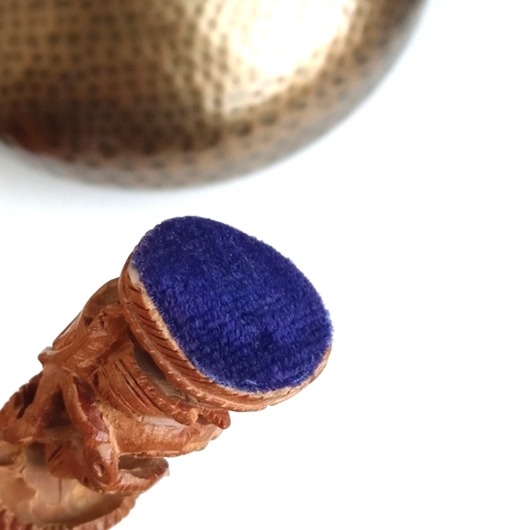 Sandalwood Hand Carved Antique Wooden 3” Elephant (Ganesh) Figurine from India - Picture 11 of 13